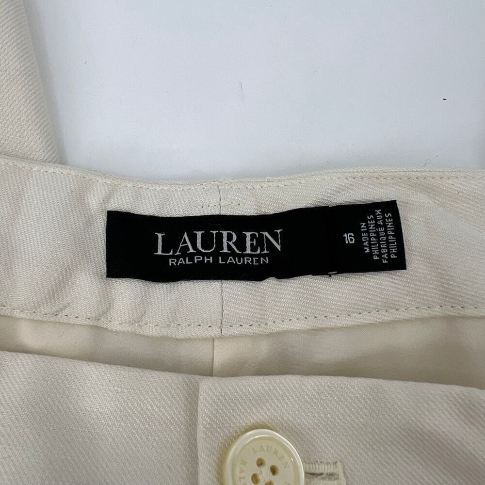 Lauren Ralph Lauren Chino Pants Winter Cream Pleated Stretch Lined Size 16 - Picture 11 of 16